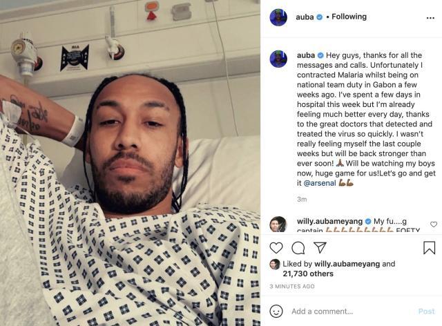 必一体育首页-奥巴梅扬疟疾住院 枪手大将上月回国家队时染病